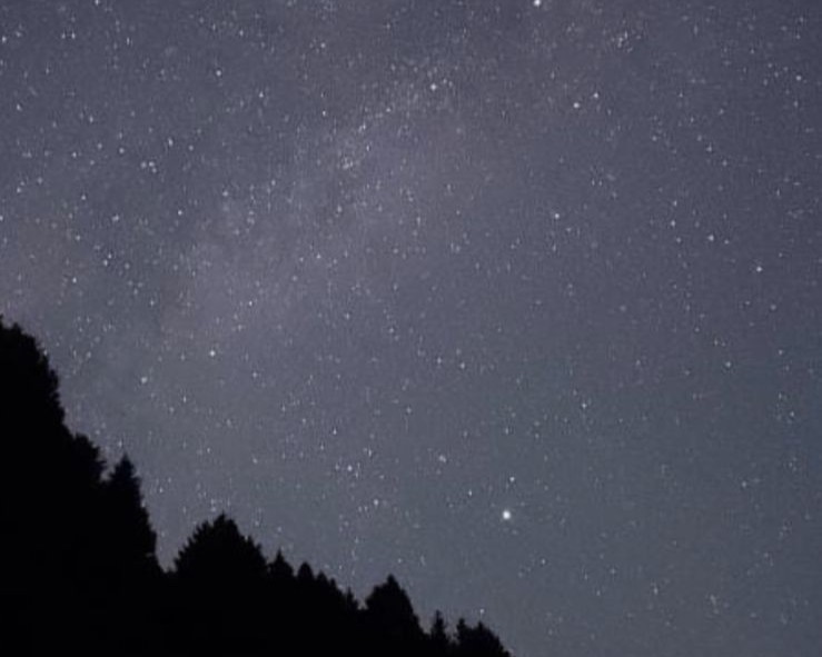 mountains, milky way galaxy, dark night, stars, tree